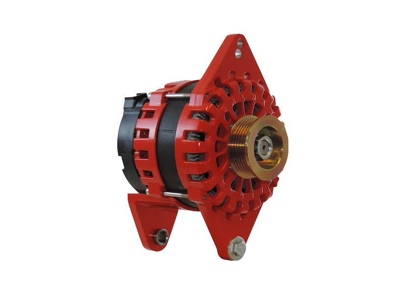 XT-DF4-250-K6 - Alternator, XT Series, 250A, 12V, Saddle Mount (Dual Foot), 4in, K6 Serpentine Pulley, Case Ground