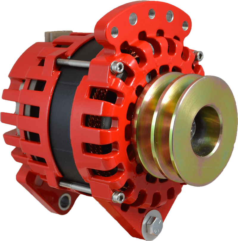 XT-DF-170-DV - Alternator, XT Series, 170A, 12V, Saddle Mount (Dual Foot), 3.15in, Dual Deep Vee Pulley, Case Ground